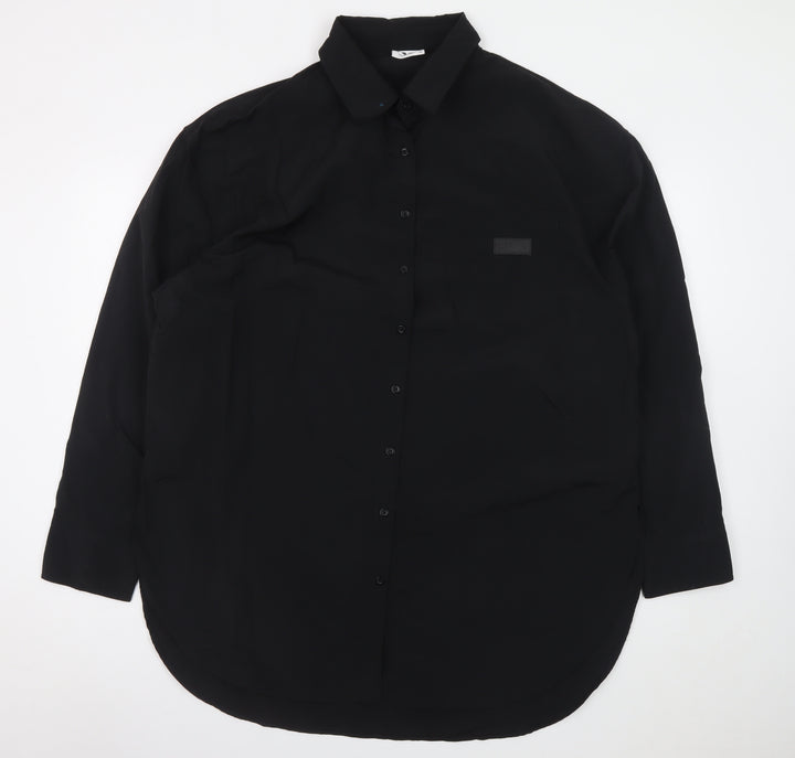 FILA Men's Black Long Sleeve Nylon Button-Up Shirt Size 20