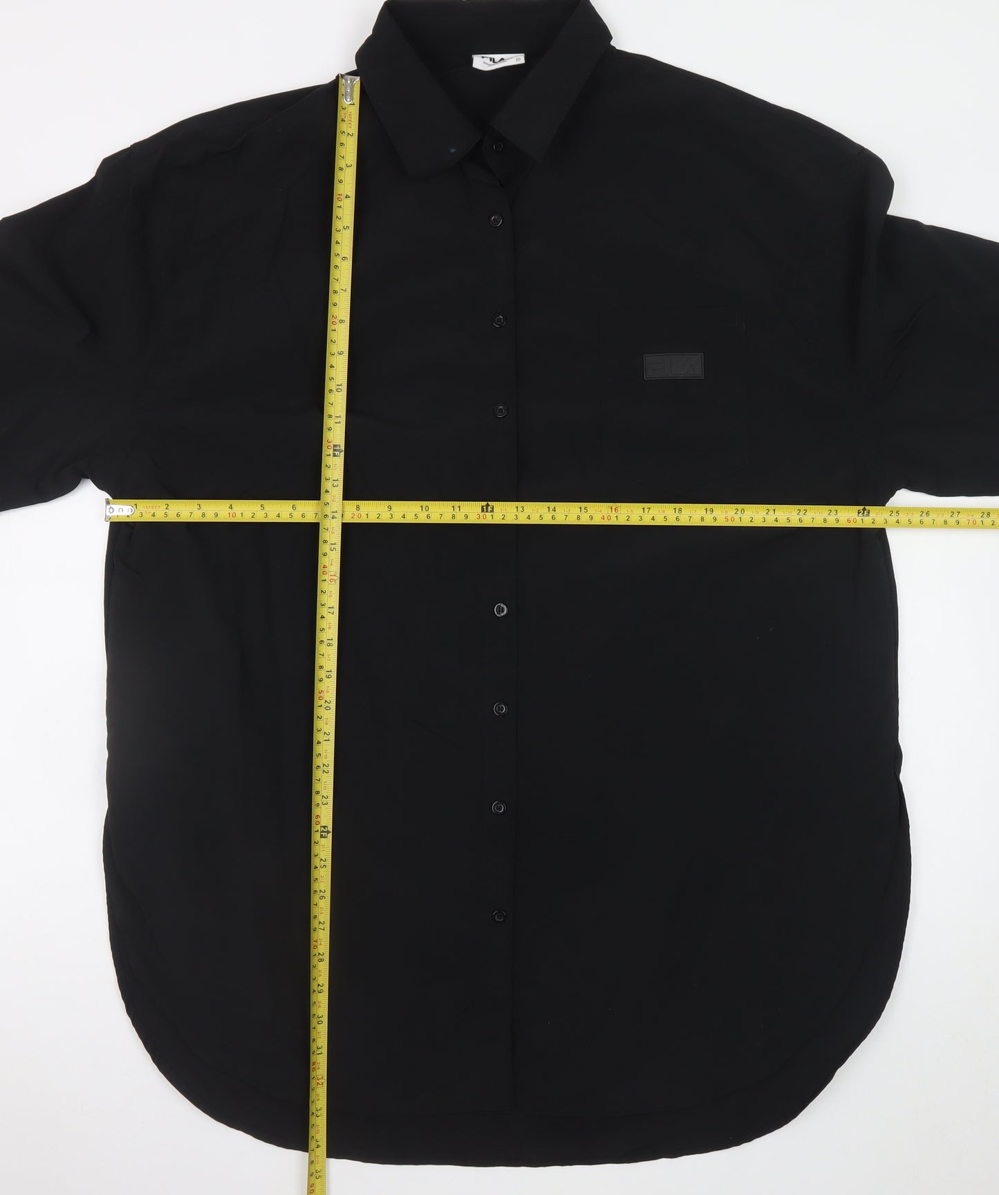 FILA Men's Black Long Sleeve Nylon Button-Up Shirt Size 20