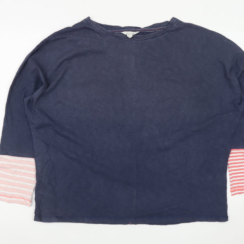 White Stuff Women Blue Striped Jersey Cotton 3/4 Sleeve T-Shirt UK 16