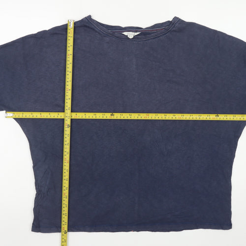 White Stuff Women Blue Striped Jersey Cotton 3/4 Sleeve T-Shirt UK 16