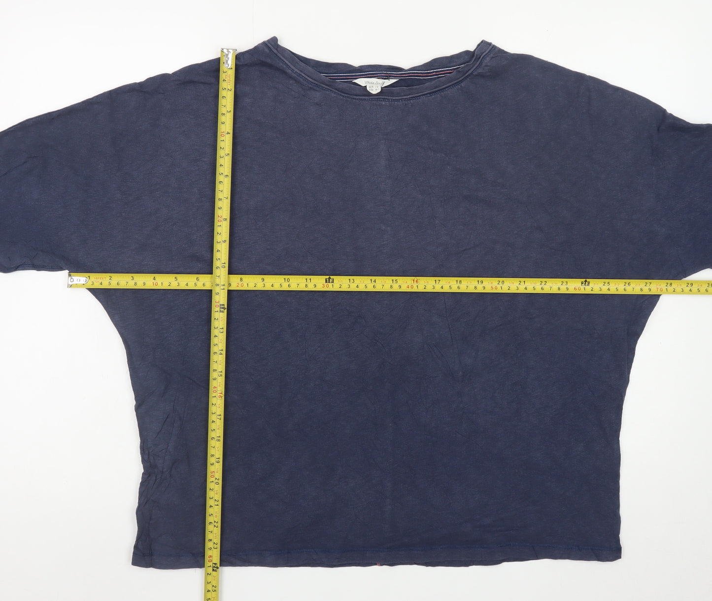 White Stuff Women Blue Striped Jersey Cotton 3/4 Sleeve T-Shirt UK 16