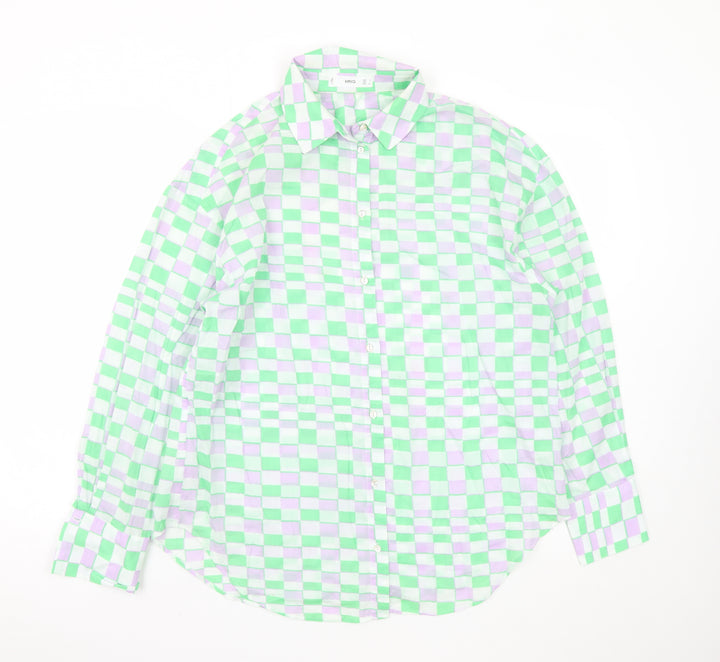 MNG Women's Multicoloured Check Cotton Button-Up Shirt Size S