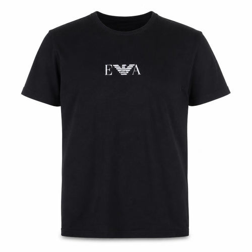 Emporio Armani Men Black L Crew Neck Cotton T-Shirt Logo Jersey