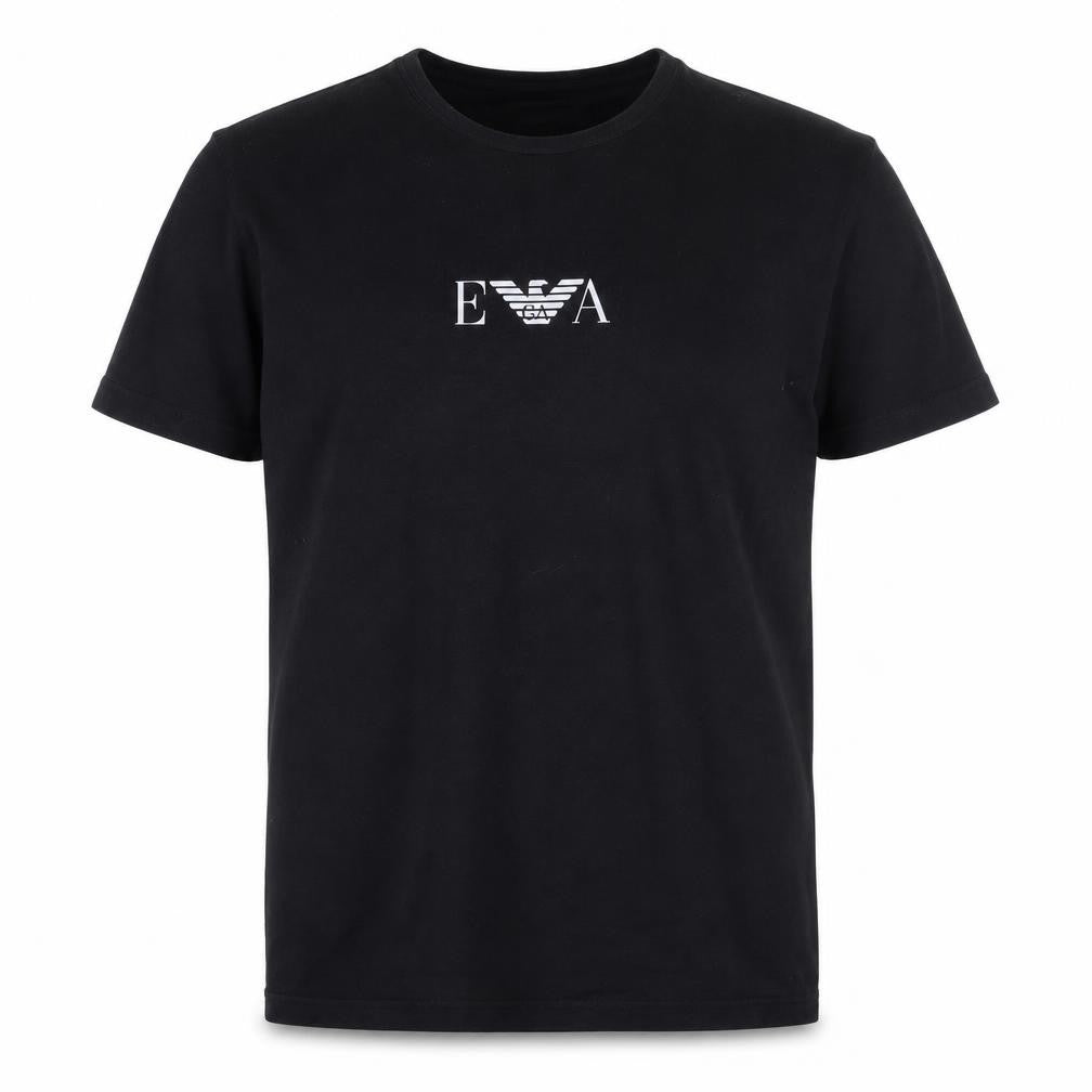 Emporio Armani Men Black L Crew Neck Cotton T-Shirt Logo Jersey