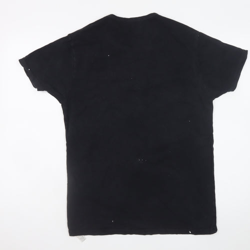 Emporio Armani Men Black L Crew Neck Cotton T-Shirt Logo Jersey