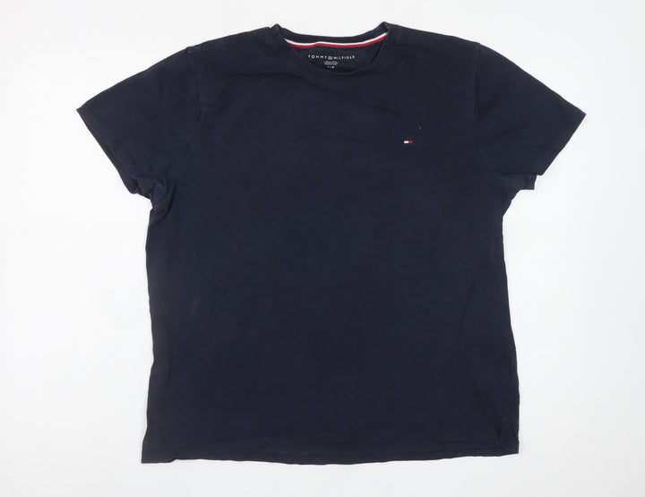 Tommy Hilfiger Men's Navy Blue Crew Neck Cotton T-Shirt Size S