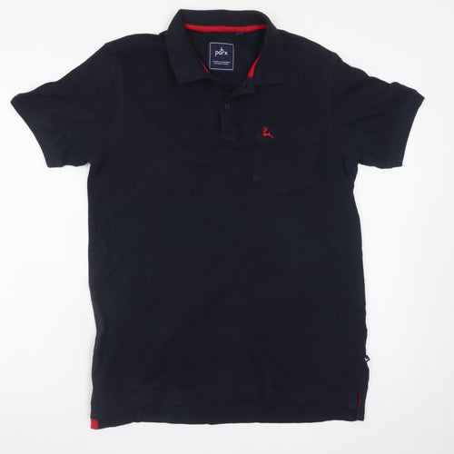 Parx Men's Black Cotton Polo Shirt M Short Sleeve Casual