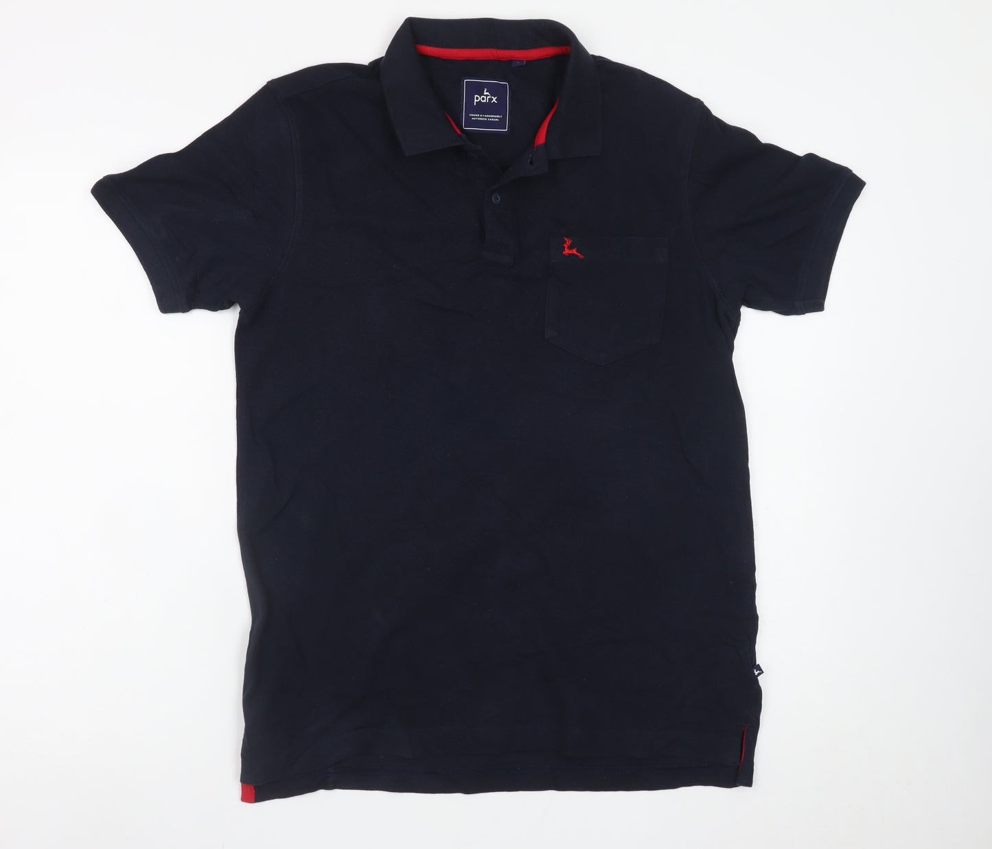 Parx Men's Black Cotton Polo Shirt M Short Sleeve Casual