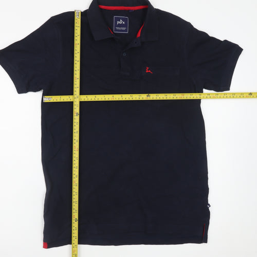 Parx Men's Black Cotton Polo Shirt M Short Sleeve Casual