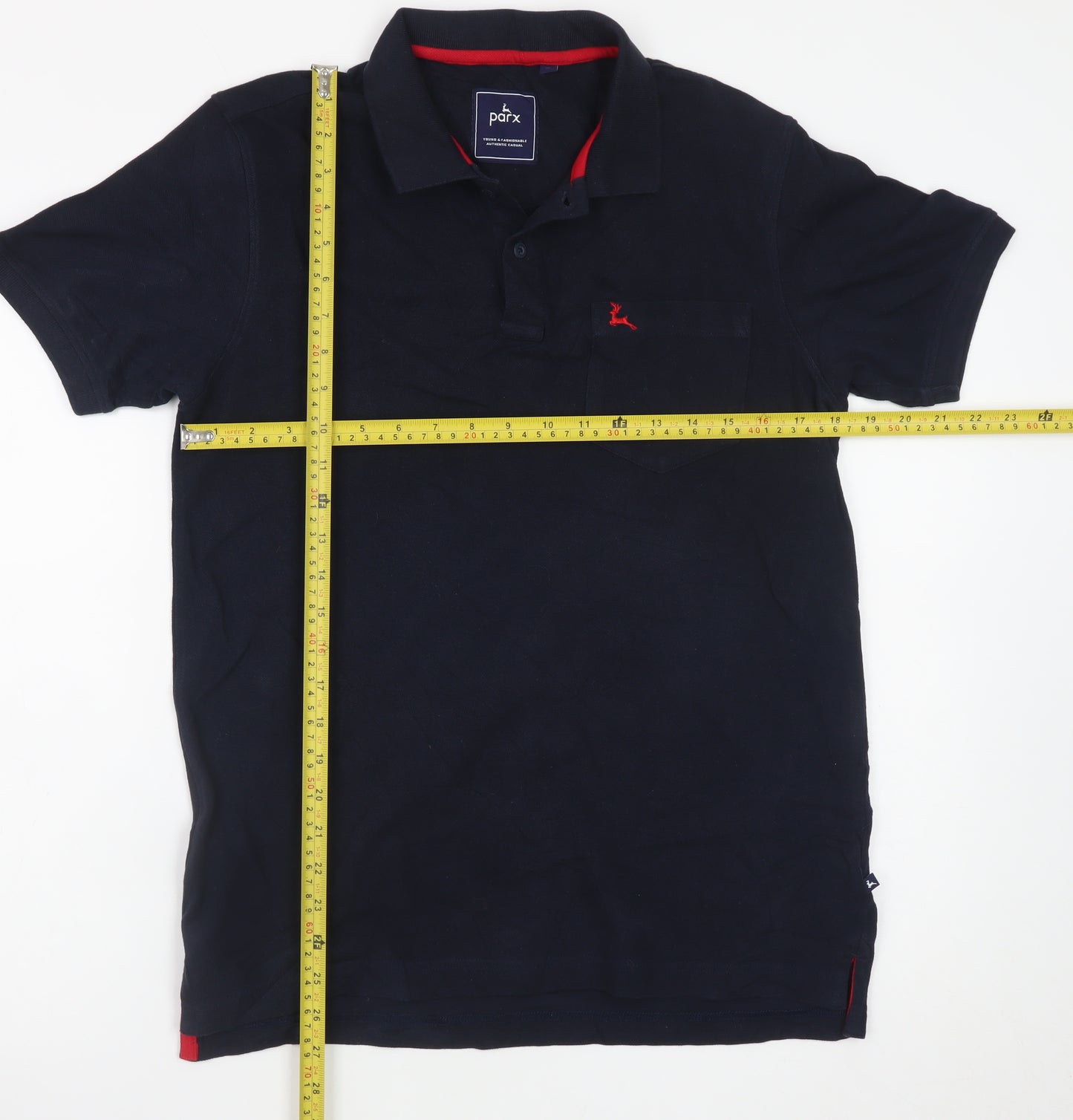 Parx Men's Black Cotton Polo Shirt M Short Sleeve Casual