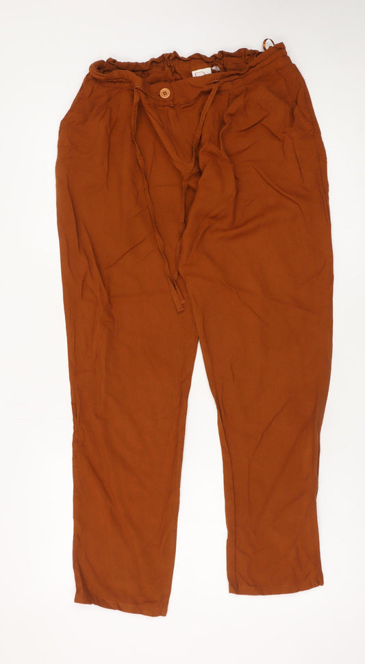 Next Women’s Brown Paperbag Tapered Trousers Size 14
