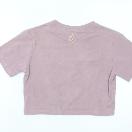Gym King Women's Pink Cropped T-Shirt Size 12 Embroidered Logo