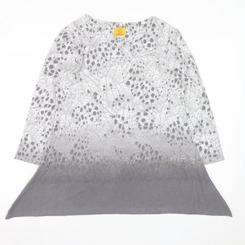 Ruby Rd. Women’s Grey Tunic Blouse Small 3/4 Sleeve Animal Print