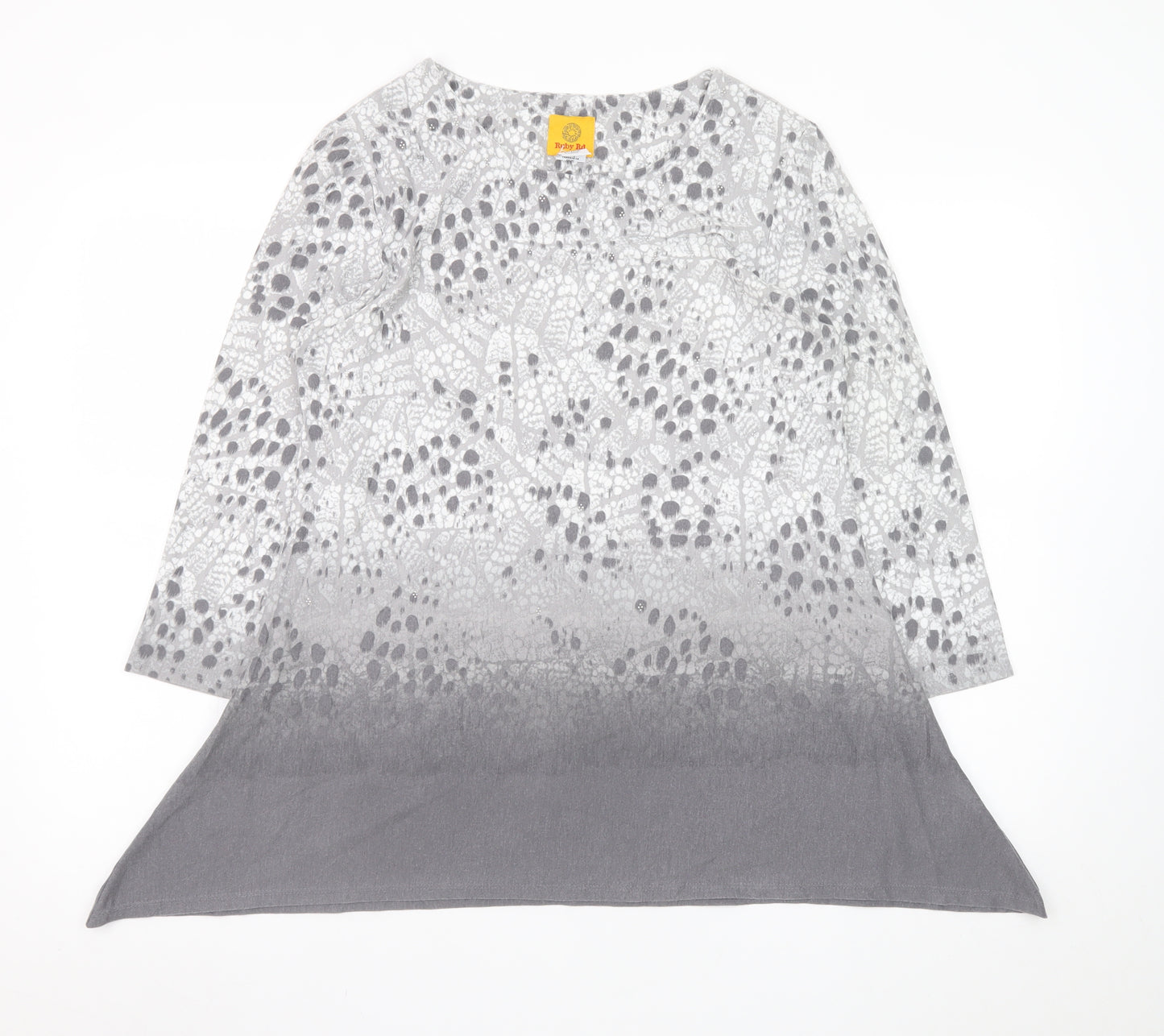 Ruby Rd. Women’s Grey Tunic Blouse Small 3/4 Sleeve Animal Print