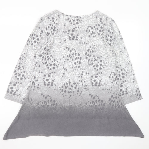 Ruby Rd. Women’s Grey Tunic Blouse Small 3/4 Sleeve Animal Print
