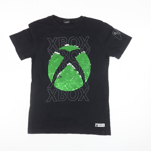 Next Boys Black Xbox Sequin Graphic Short Sleeve T-Shirt 9 Years