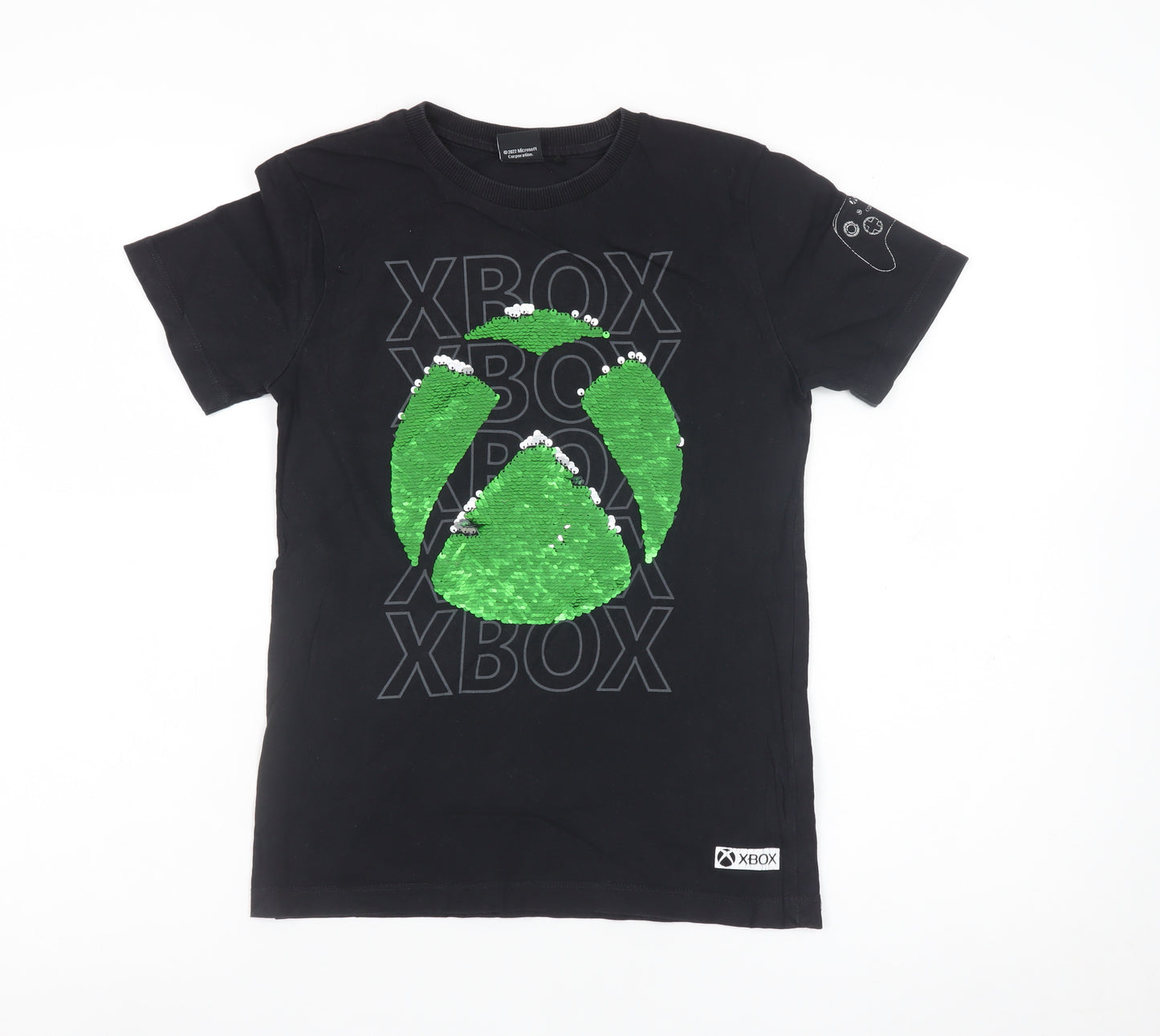 Next Boys Black Xbox Sequin Graphic Short Sleeve T-Shirt 9 Years