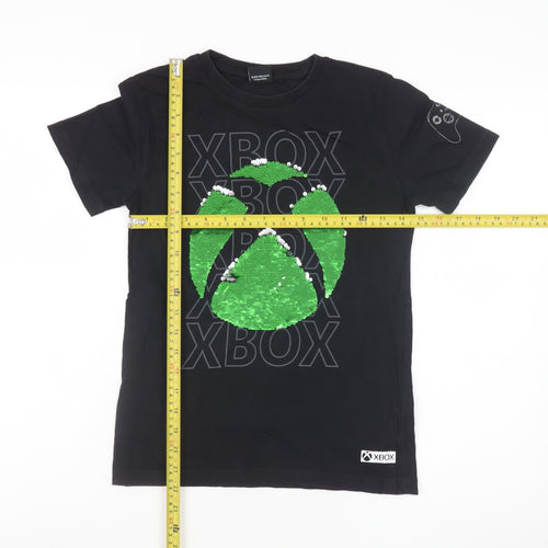 Next Boys Black Xbox Sequin Graphic Short Sleeve T-Shirt 9 Years