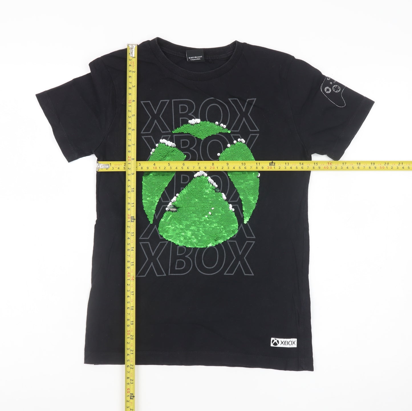 Next Boys Black Xbox Sequin Graphic Short Sleeve T-Shirt 9 Years