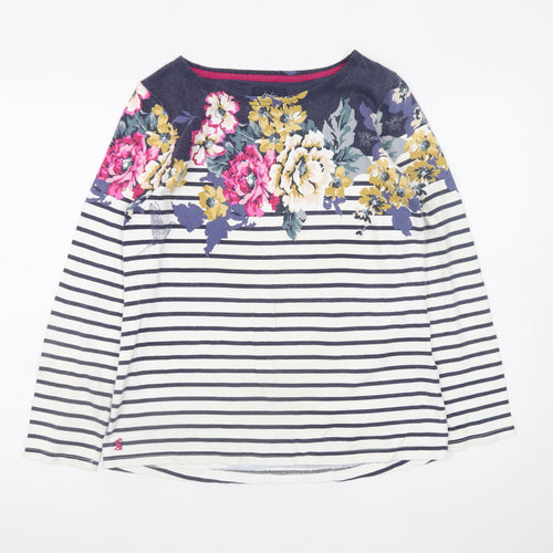 Joules Womens Multicoloured Stripe Floral Cotton Long Sleeve T-Shirt UK 12