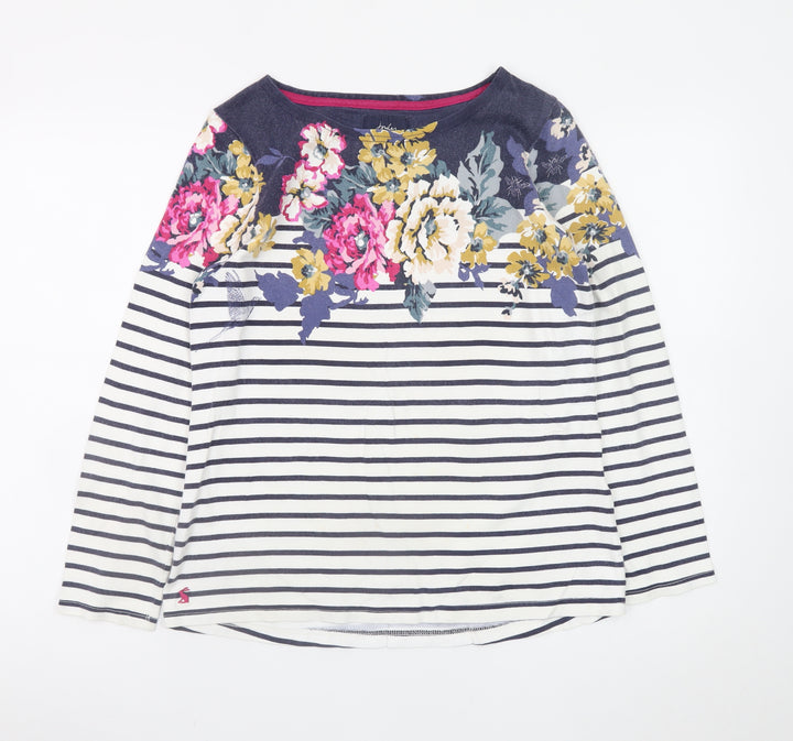 Joules Womens Multicoloured Stripe Floral Cotton Long Sleeve T-Shirt UK 12