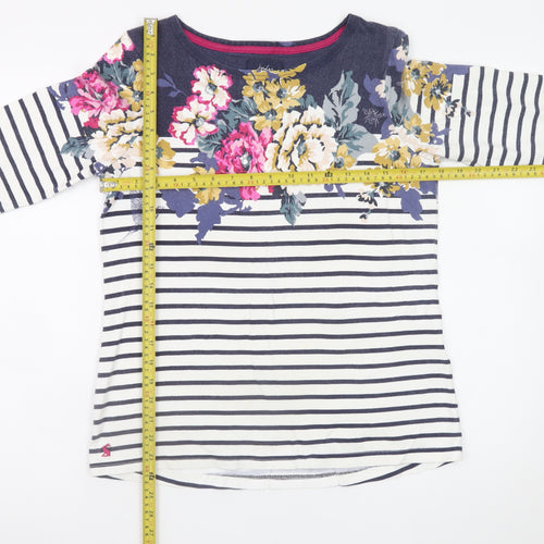 Joules Womens Multicoloured Stripe Floral Cotton Long Sleeve T-Shirt UK 12