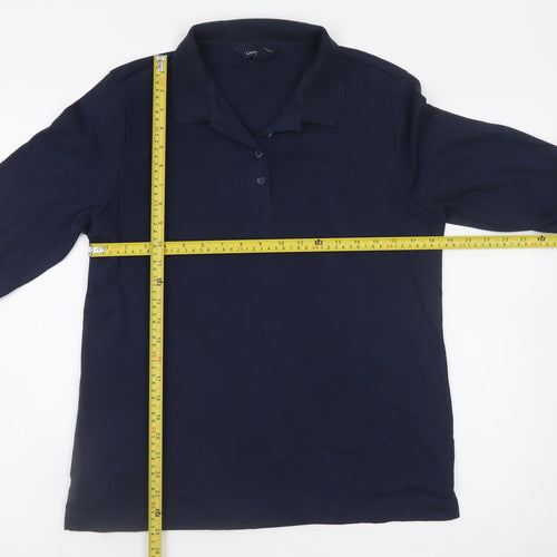 Lands' End Men's Blue Long Sleeve Classic Fit Cotton Polo Shirt Size L