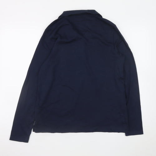 Lands' End Men's Blue Long Sleeve Classic Fit Cotton Polo Shirt Size L