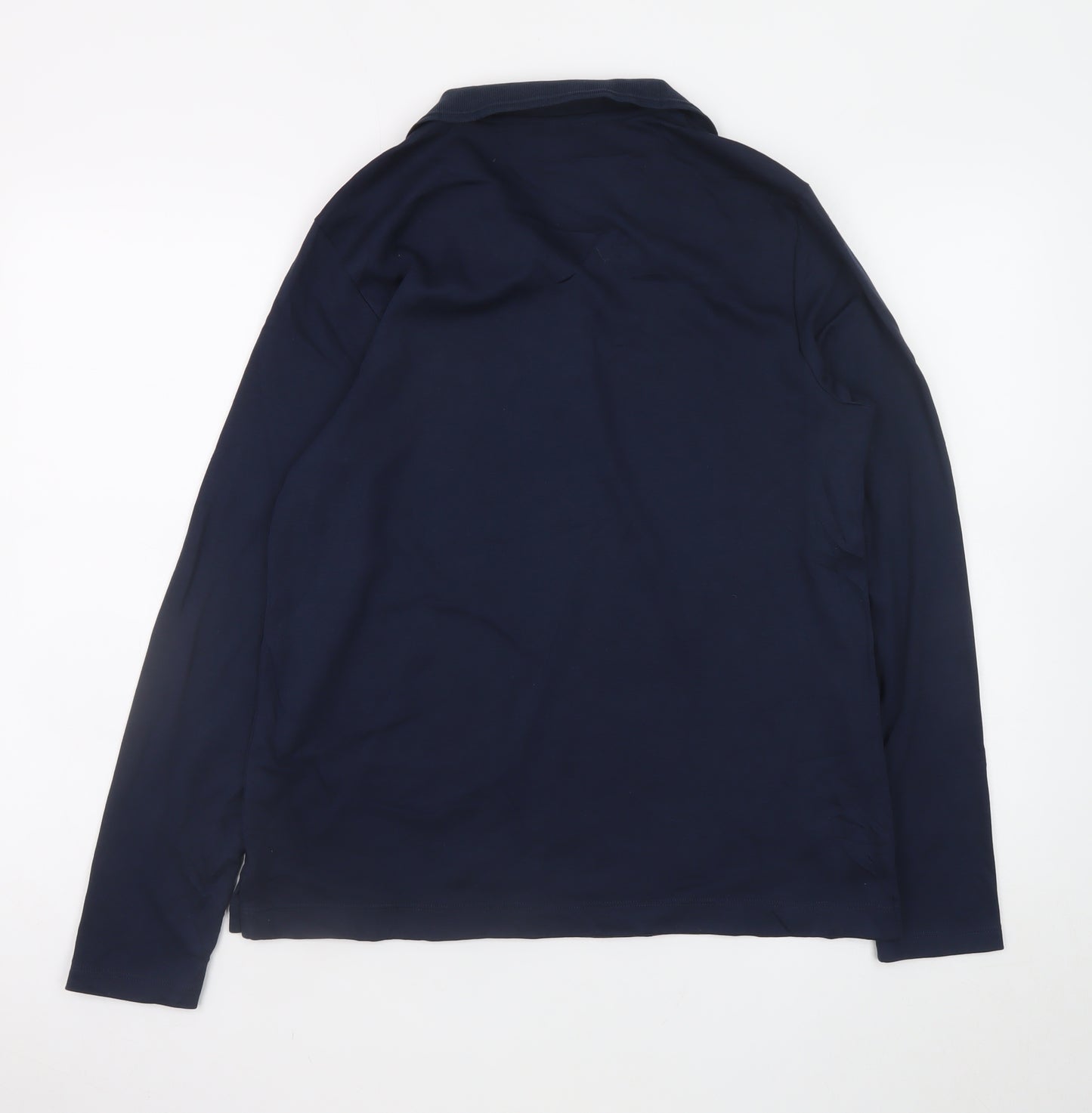 Lands' End Men's Blue Long Sleeve Classic Fit Cotton Polo Shirt Size L