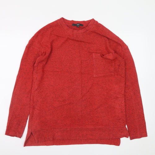 Next Women's Red Long Sleeve Crew Neck Cotton Blend Top Size 10