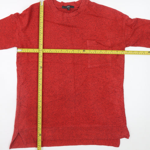 Next Women's Red Long Sleeve Crew Neck Cotton Blend Top Size 10