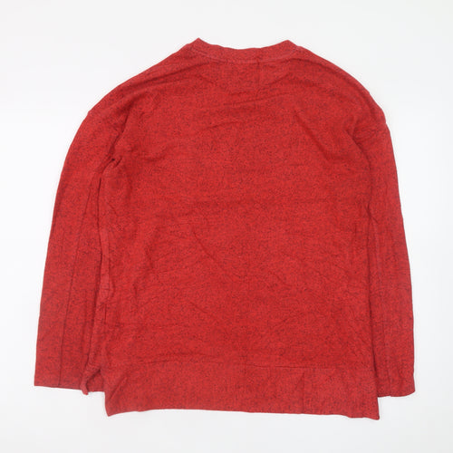 Next Women's Red Long Sleeve Crew Neck Cotton Blend Top Size 10