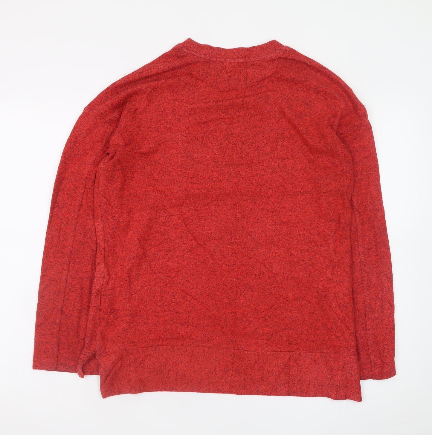 Next Women's Red Long Sleeve Crew Neck Cotton Blend Top Size 10
