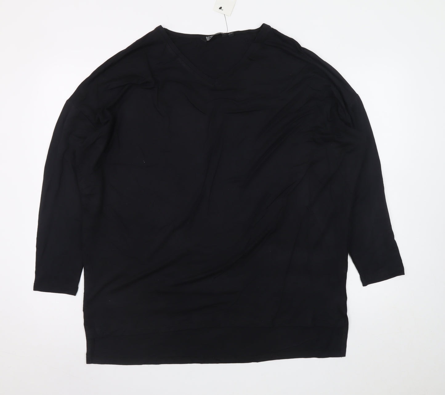 Friends Like These Womens Black Viscose V-Neck Relaxed Blouse UK 12