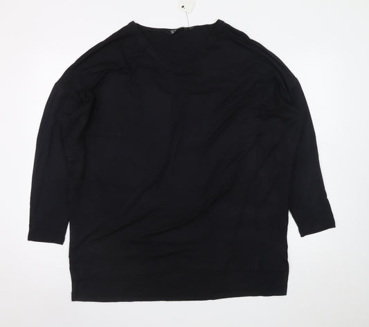 Friends Like These Womens Black Viscose V-Neck Relaxed Blouse UK 12