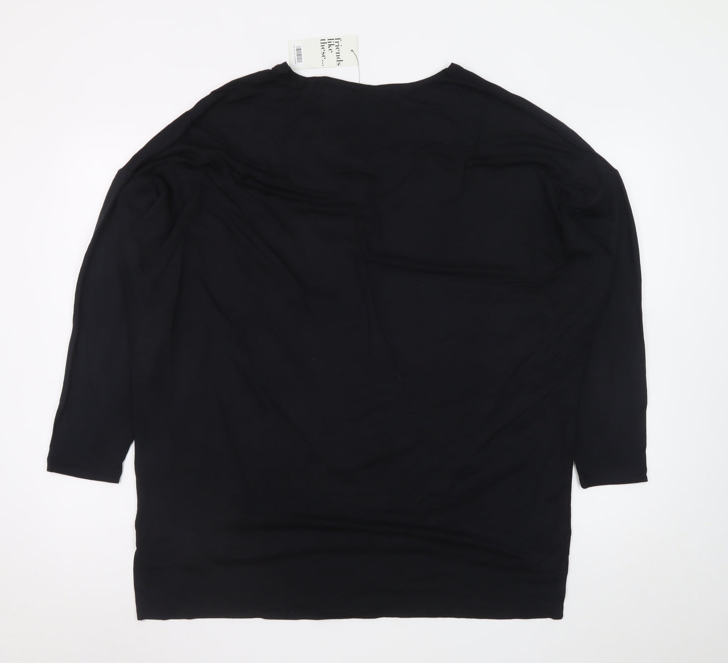 Friends Like These Womens Black Viscose V-Neck Relaxed Blouse UK 12
