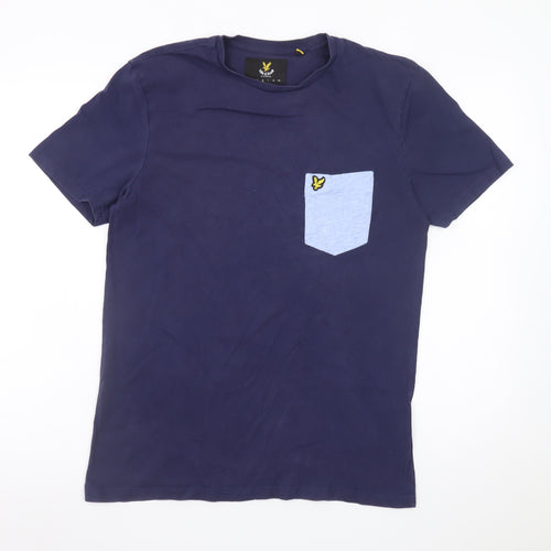 Lyle & Scott Men's Blue Colourblock Pocket Cotton T-Shirt Size M