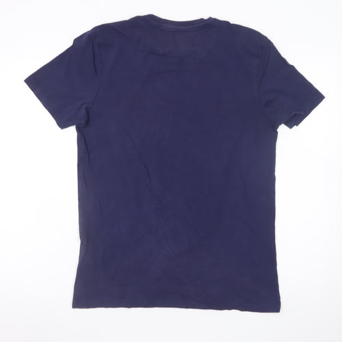 Lyle & Scott Men's Blue Colourblock Pocket Cotton T-Shirt Size M