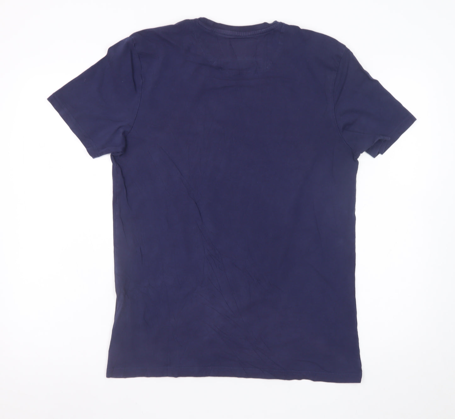 Lyle & Scott Men's Blue Colourblock Pocket Cotton T-Shirt Size M