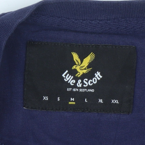 Lyle & Scott Men's Blue Colourblock Pocket Cotton T-Shirt Size M