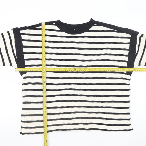 River Island Women’s Black Striped Long Sleeve Cotton Knit T-Shirt Size L