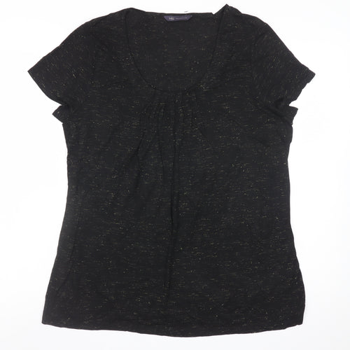 Marks and Spencer Womens Black Short Sleeve Scoop Neck T-Shirt Size 14