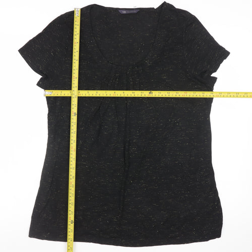 Marks and Spencer Womens Black Short Sleeve Scoop Neck T-Shirt Size 14