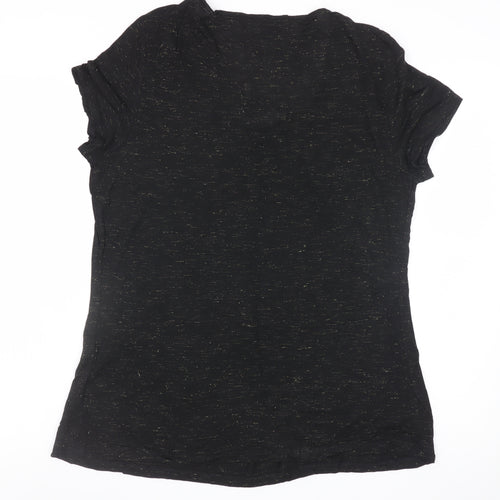 Marks and Spencer Womens Black Short Sleeve Scoop Neck T-Shirt Size 14