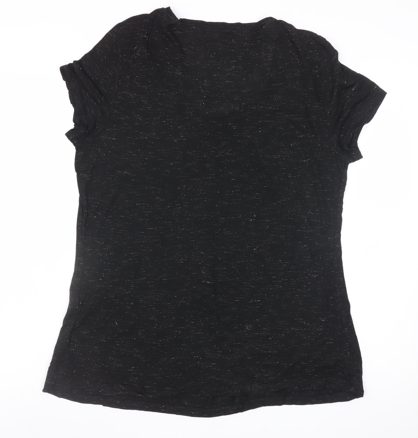 Marks and Spencer Womens Black Short Sleeve Scoop Neck T-Shirt Size 14