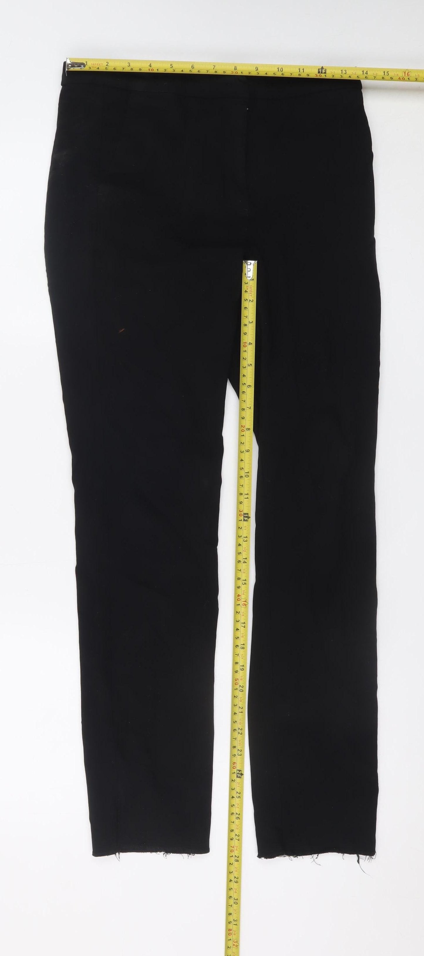 MNG Womens Black Slim Trousers Size 10 Cotton Stretch Workwear