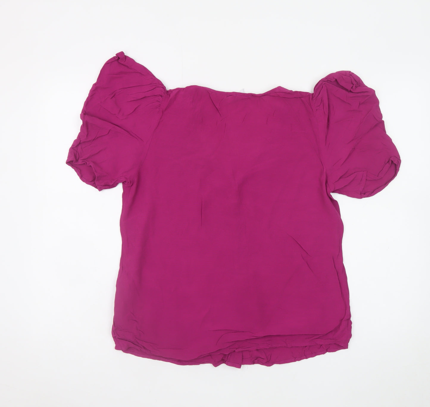Finery Women Pink Viscose Puff Sleeve Button Blouse UK 12