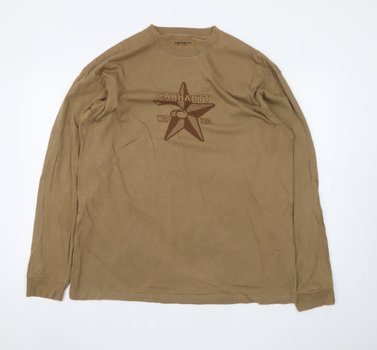 Carhartt WIP Men's Brown Long Sleeve Graphic Cotton T-Shirt Size L