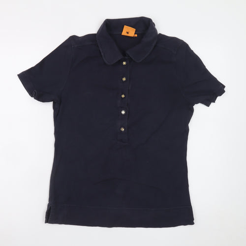 Tory Burch Women’s Blue Cotton Collared Short Sleeve Polo Shirt Size L