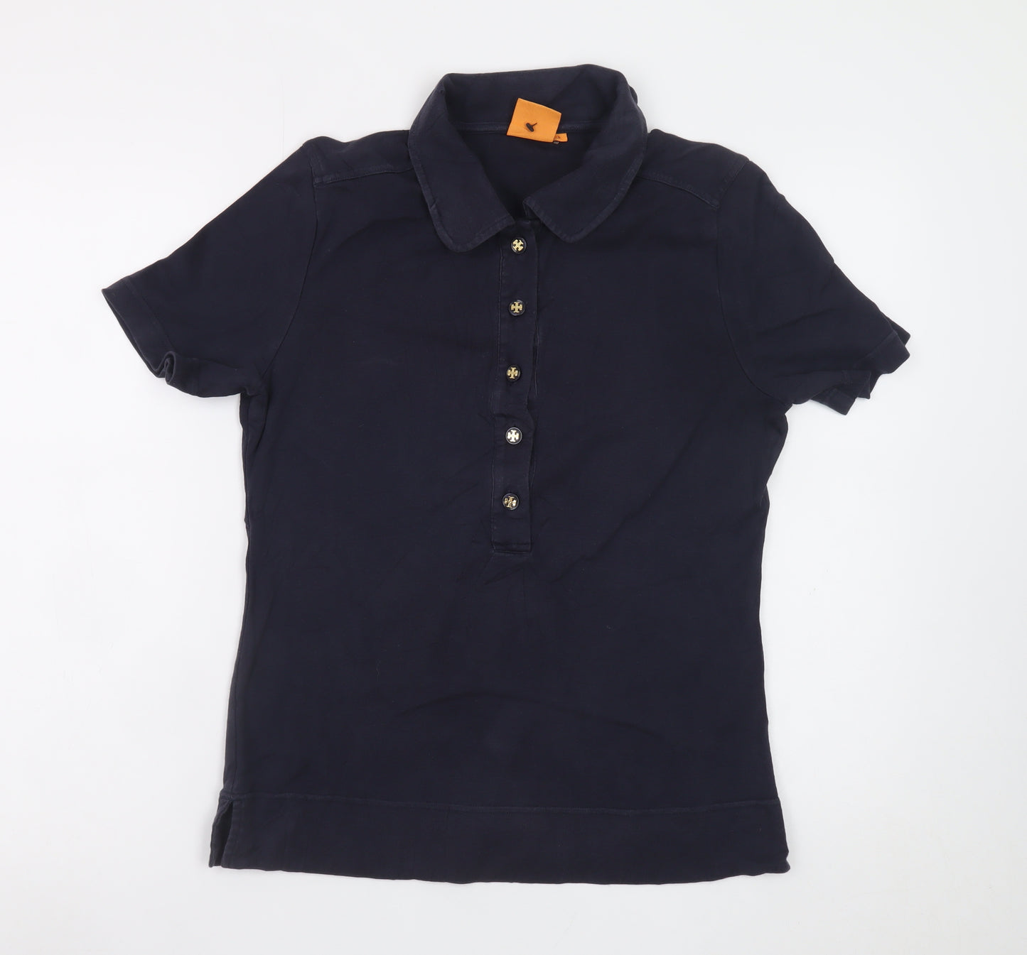 Tory Burch Women’s Blue Cotton Collared Short Sleeve Polo Shirt Size L